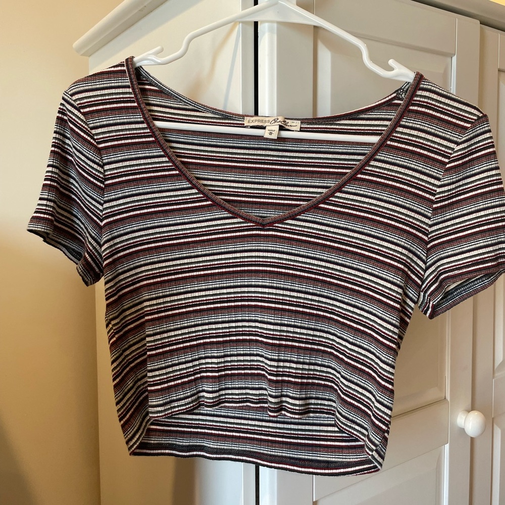 EXPRESS cropped striped T-Shirt